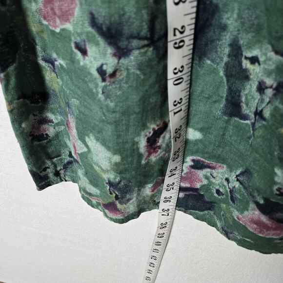 Bellambra Pure Linen Shift Dress sz XS Green Print Sleeveless Tie Neck Italy - Picture 11 of 12
